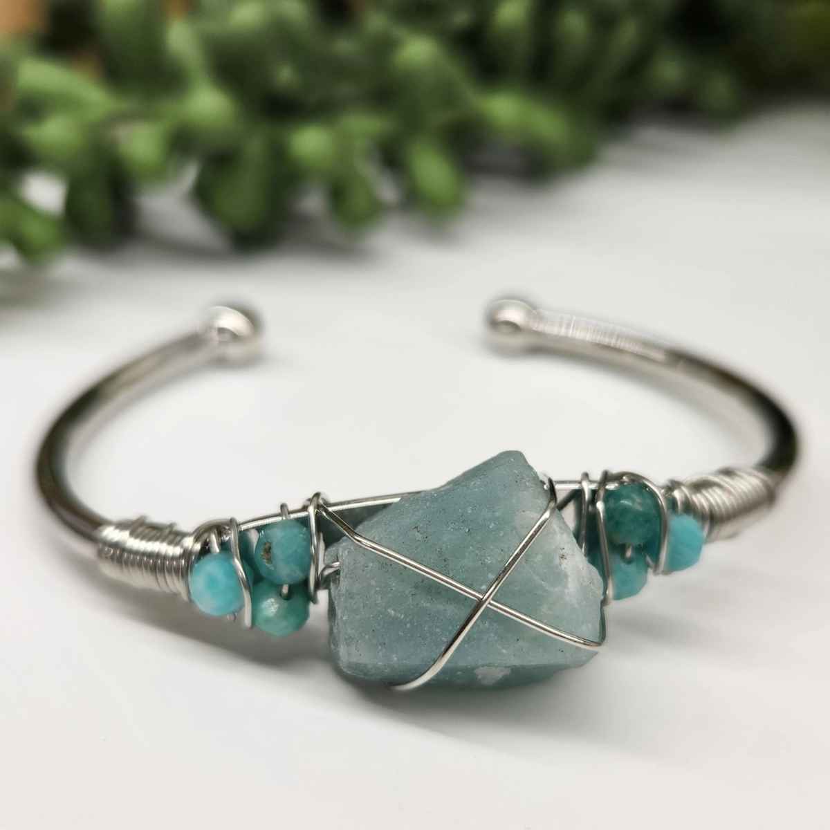 Gemstone Wire-Wrapped Bracelet - White Gold (Rokt Exclusive)