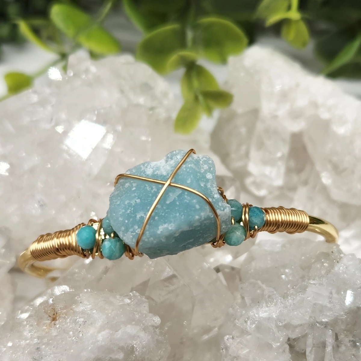 Gemstone Wire-Wrapped Bracelet - Yellow Gold (Rokt Exclusive)