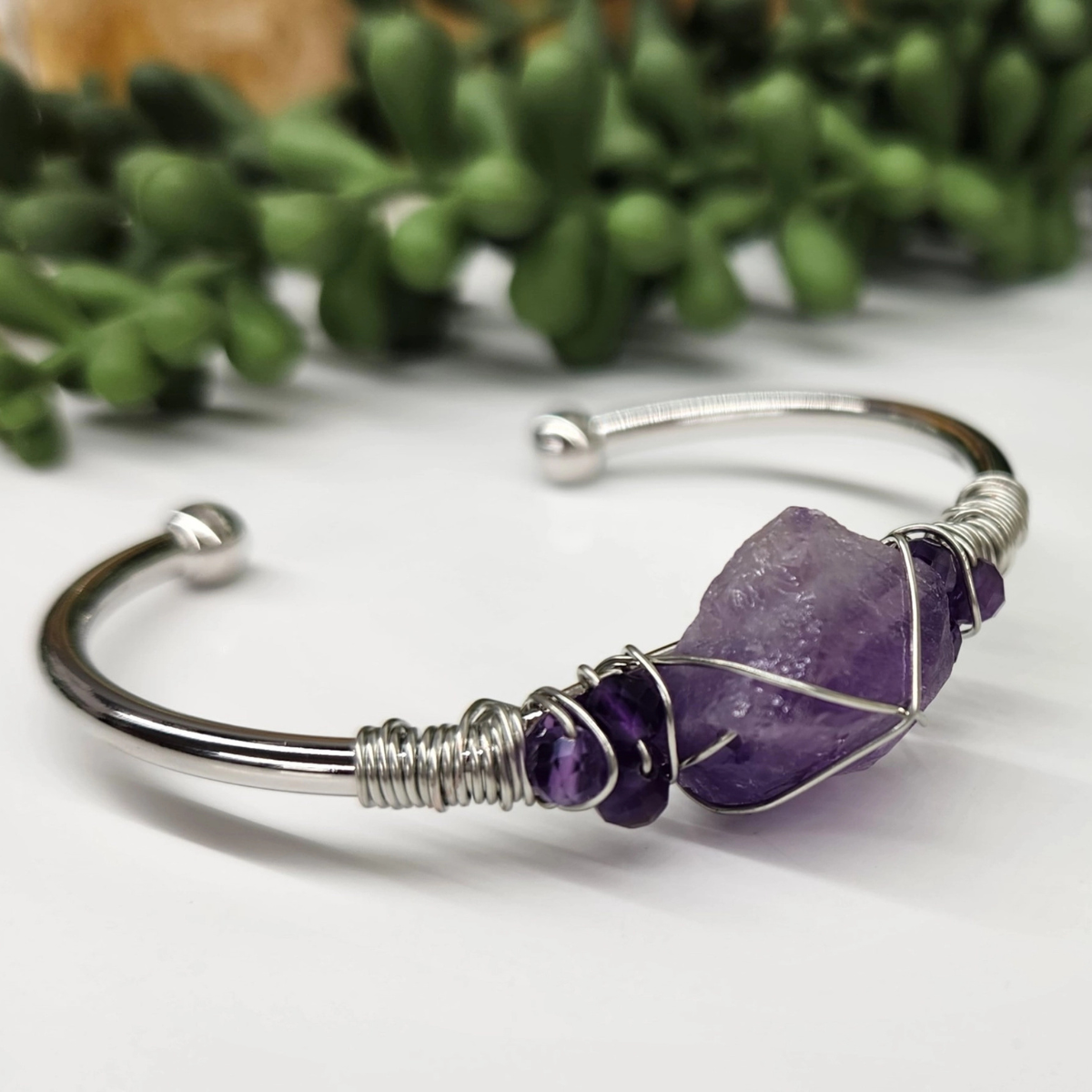 Gemstone Wire-Wrapped Bracelet - White Gold (Rokt Exclusive)