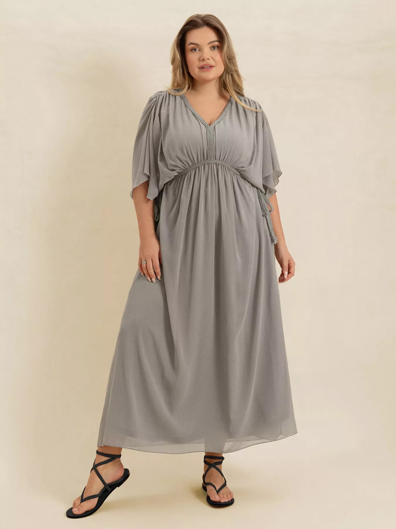 dress with flowy arms Plus Size V-Neck Flutter 127cm/50.00 Size. Size:34 (XS) maxi dress with Steve Madden Aretha Fit-And-Flare