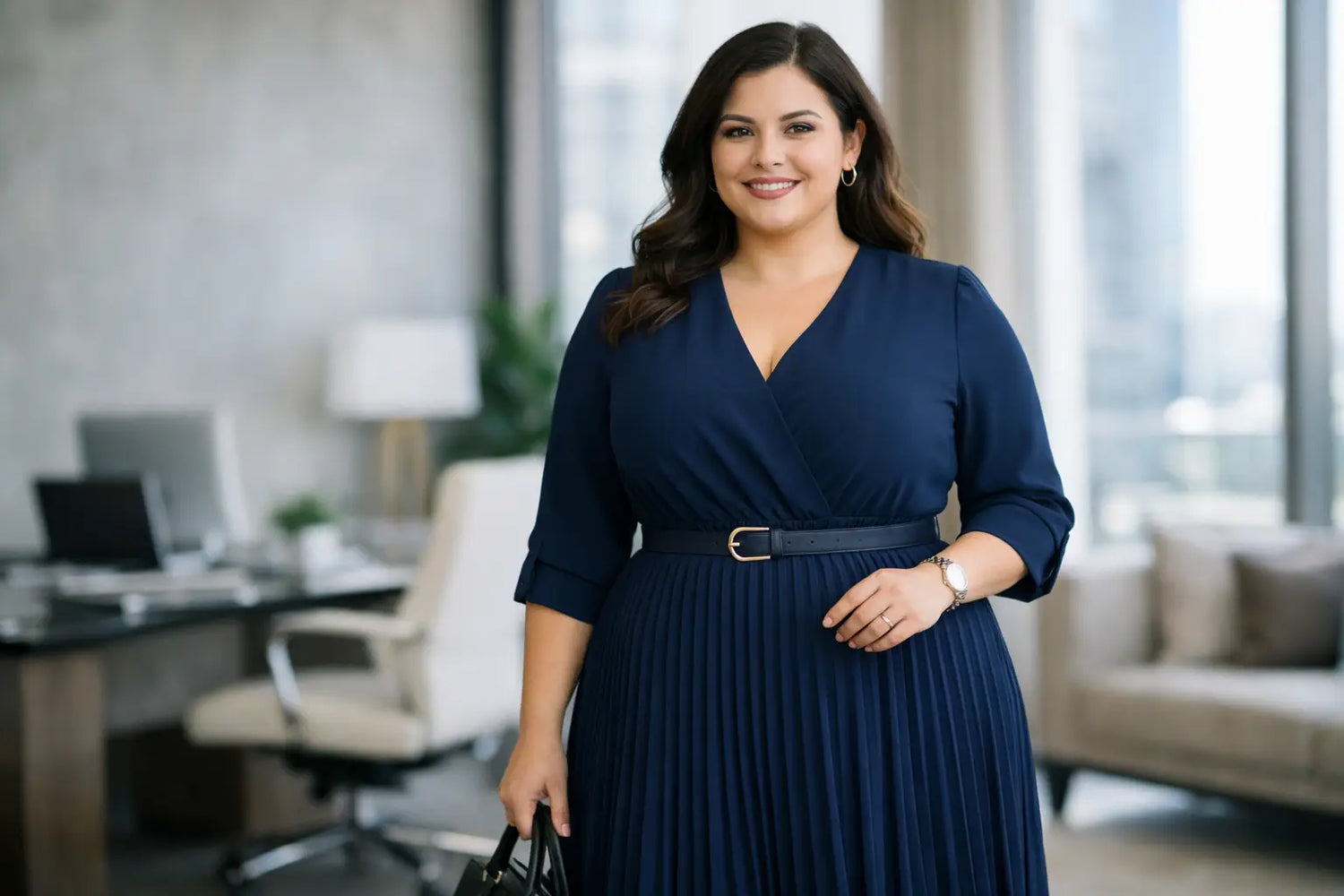 Pleated Office Dresses Plus Size That Mean Business