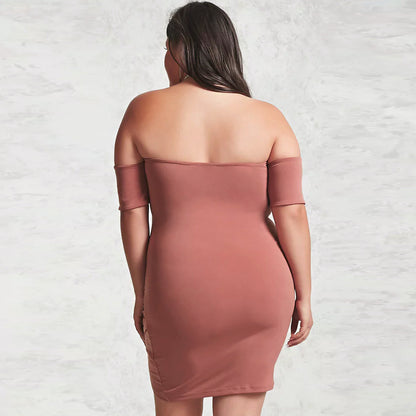 Sexy One-Neck Halter Short Skirt Plus Size Lady Dress