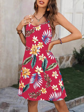 Close up view of the adjustable shoulder strap sliders on a Plus Size Printed V-Neck Cami Dress