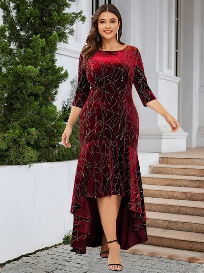 Selvanelle Plus Size Ruffle Hem High-Low Dress For Women