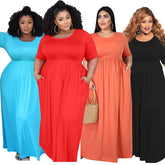 Detailed look at the accordion textures on the net color pleated big swing short sleeve long large size dress