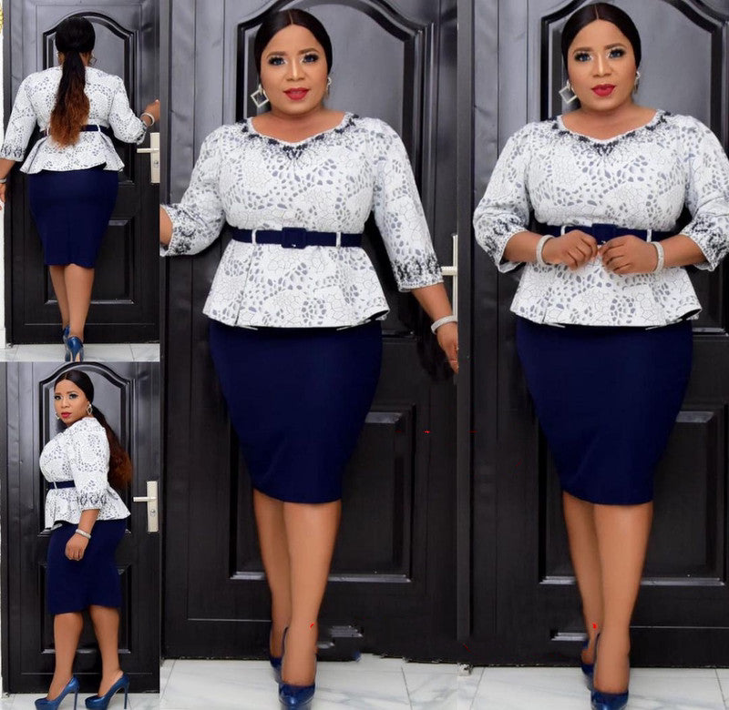 Plus Size African Print Skirt Set