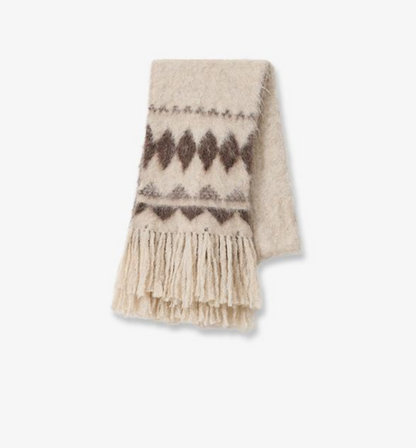 Nepal alpaca wool color clashing jacquard tassel scarf women winter warm shawl 190*27