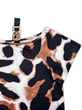 Plus Size Leopard Print Short Sleeve Maxi Dress with Side Slit for Party