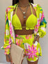 Model wearing a floral print plus size casual midi dress with short sleeves