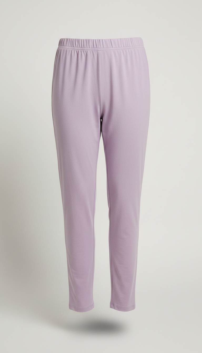 High-Waisted Stretch Jersey Pants in Soft Lavender