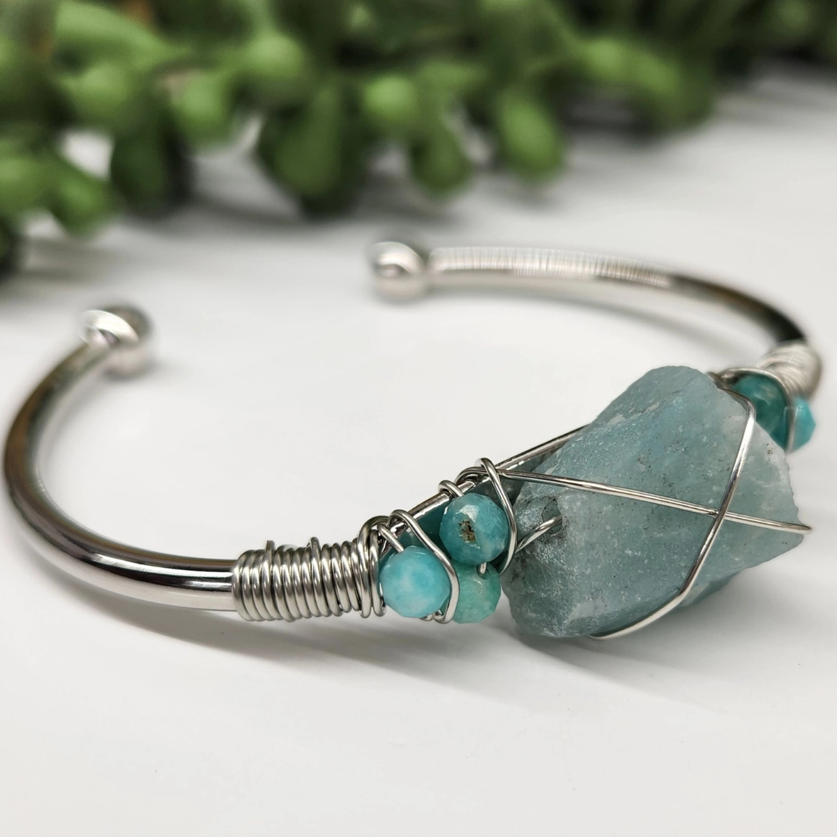 Gemstone Wire-Wrapped Bracelet - White Gold (Rokt Exclusive)
