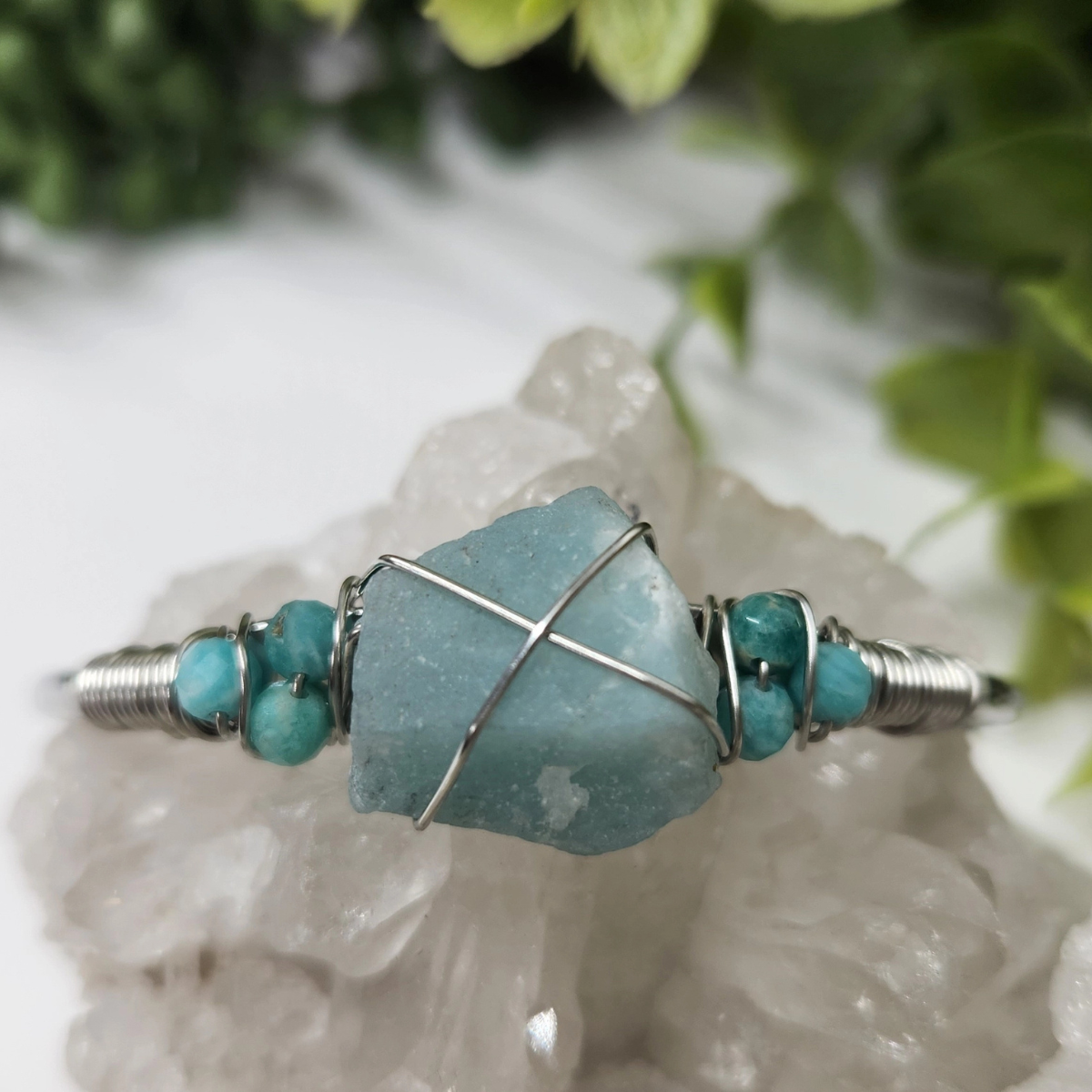 Gemstone Wire-Wrapped Bracelet - White Gold (Rokt Exclusive)