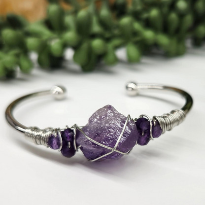 Gemstone Wire-Wrapped Bracelet - White Gold (Rokt Exclusive)