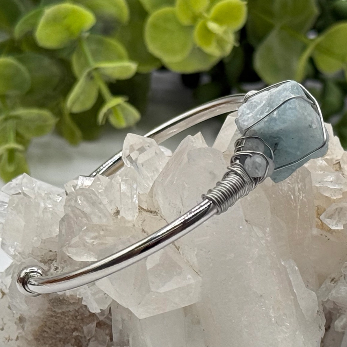 Gemstone Wire-Wrapped Bracelet - White Gold (Rokt Exclusive)