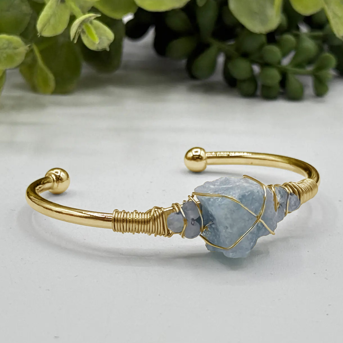 Gemstone Wire-Wrapped Bracelet - Yellow Gold (Rokt Exclusive)