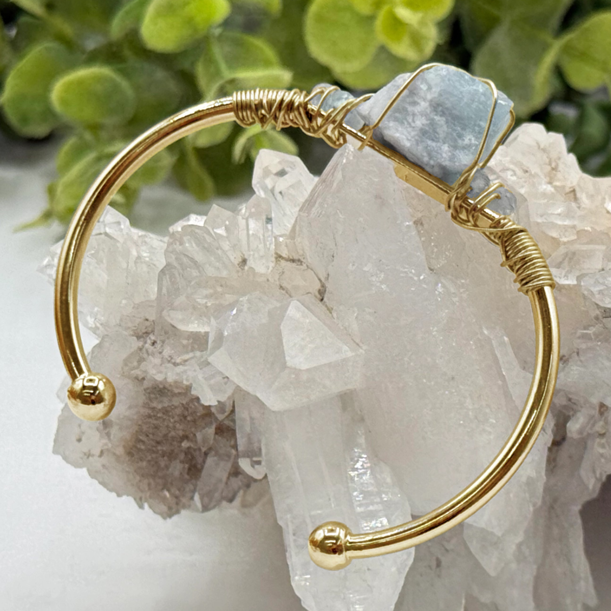 Gemstone Wire-Wrapped Bracelet - Yellow Gold (Rokt Exclusive)