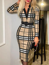 Full Size Notched Long Sleeve Dress Plus Size for Workwear