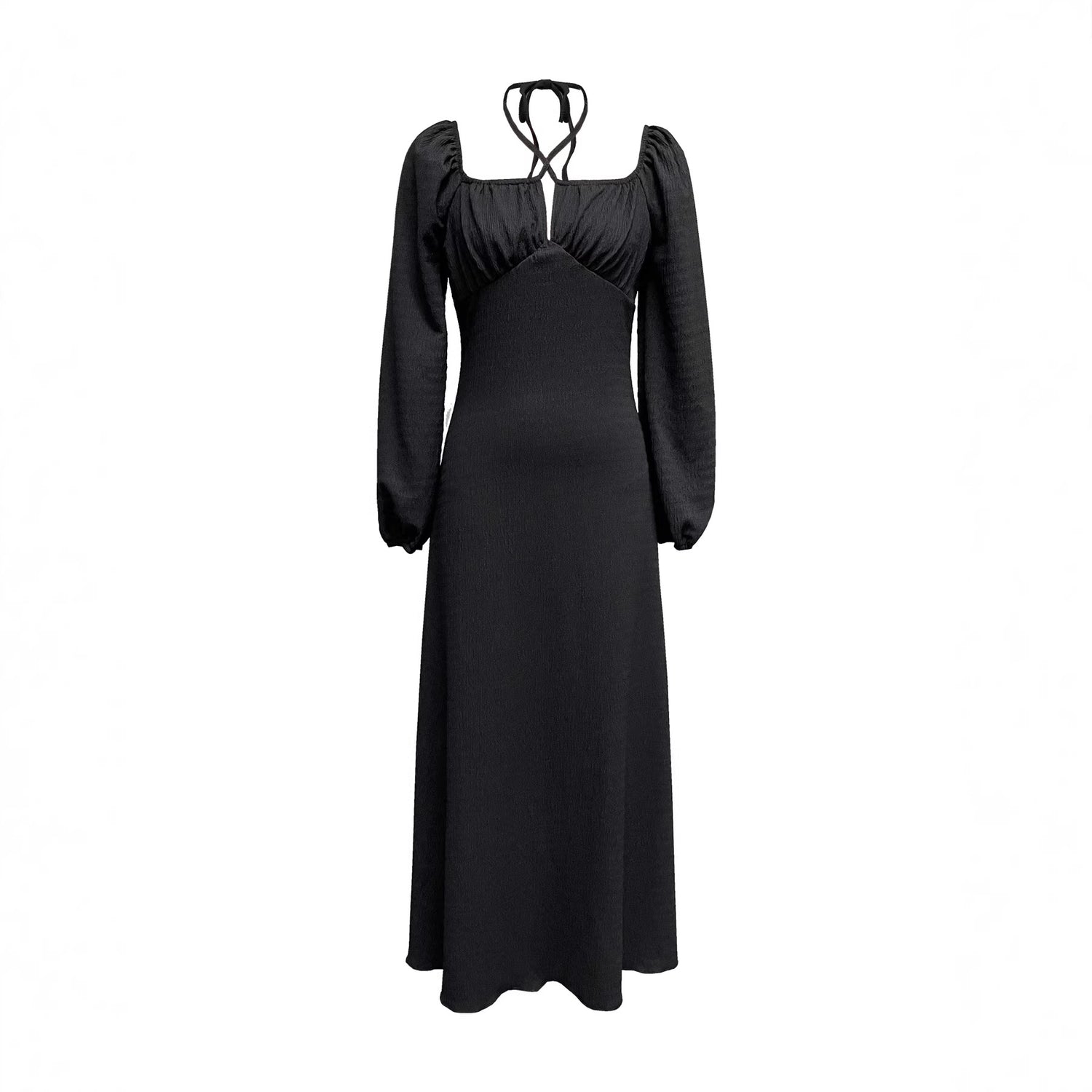 Womens Neck-tie Cross-strap Figure-hugging Dress