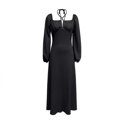 Womens Neck-tie Cross-strap Figure-hugging Dress