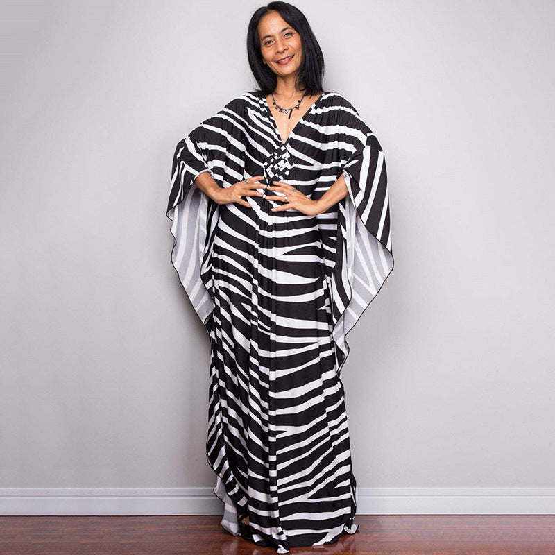 Ladies European And American Polyester Print Beach Smock Robe