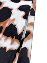 Plus Size Leopard Print Short Sleeve Maxi Dress with Side Slit for Party