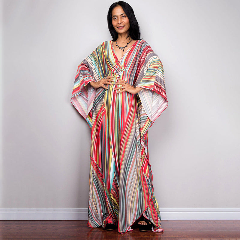Ladies European And American Polyester Print Beach Smock Robe