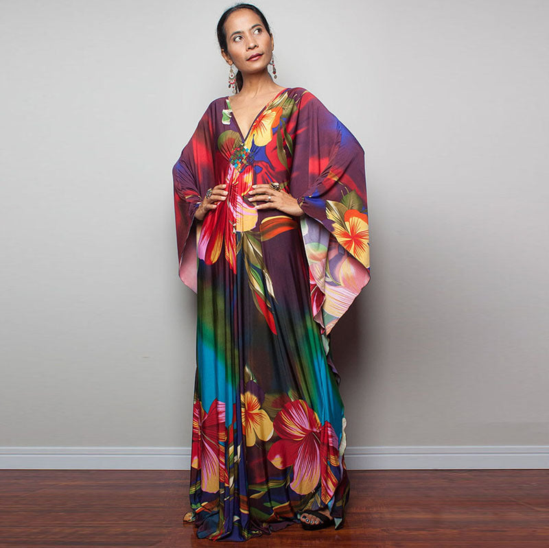 Ladies European And American Polyester Print Beach Smock Robe