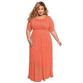 Detailed look at the accordion textures on the net color pleated big swing short sleeve long large size dress