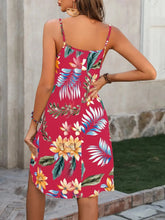 Close up view of the adjustable shoulder strap sliders on a Plus Size Printed V-Neck Cami Dress