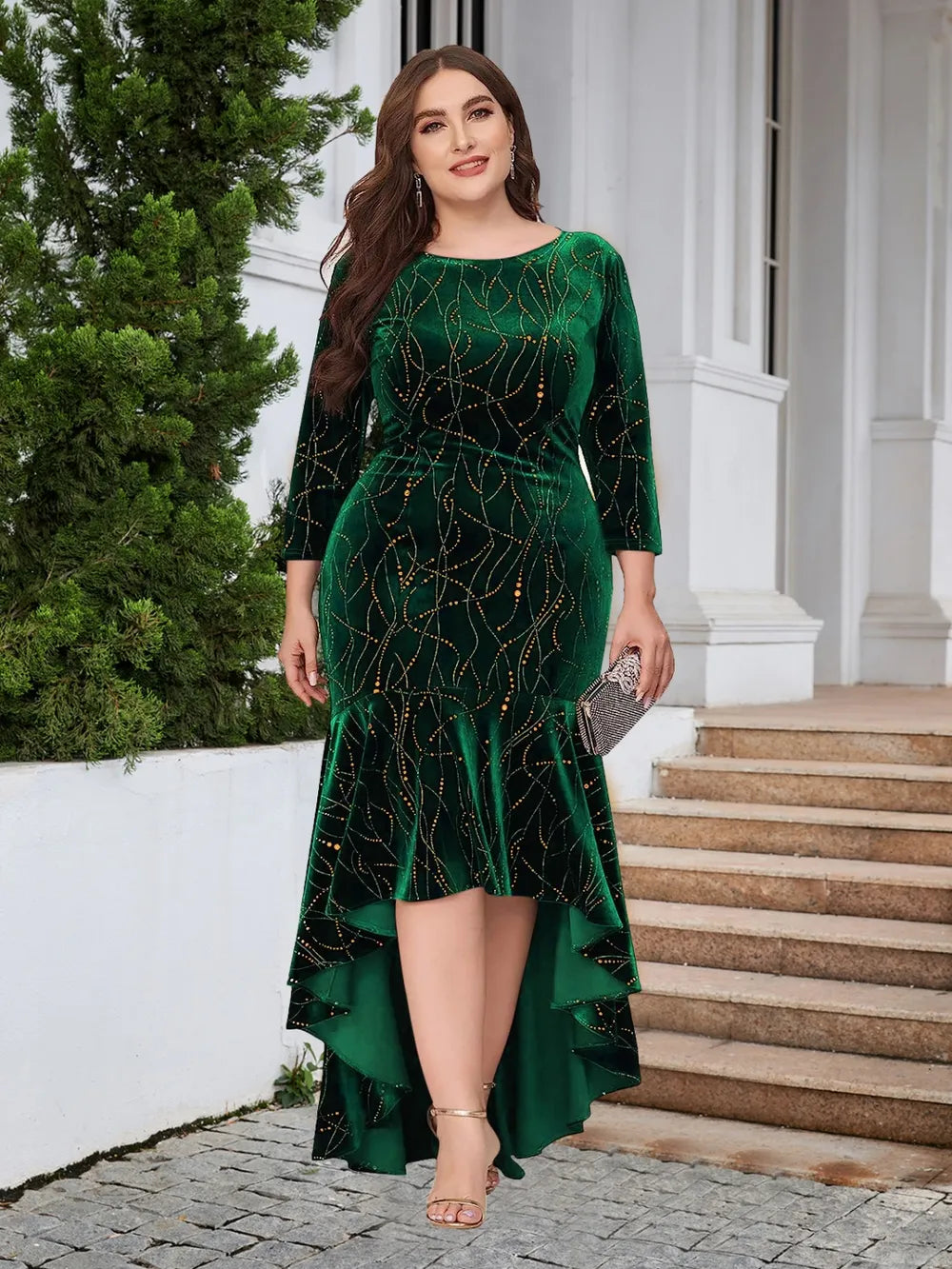 Selvanelle Plus Size Ruffle Hem High-Low Dress For Women