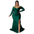 Close up of the shimmering ruched fabric details on a plus size women clothes sexy dress nightclub gown