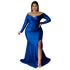 Close up of the shimmering ruched fabric details on a plus size women clothes sexy dress nightclub gown
