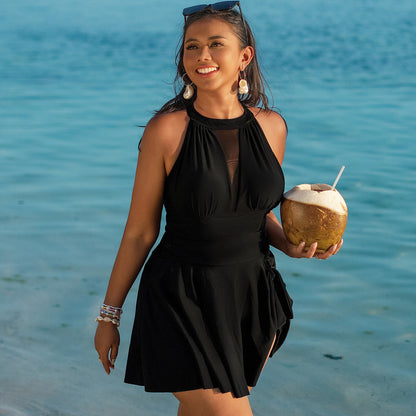  Plus Size Swimsuit Skirt One Piece in a curve-flattering a-line cut