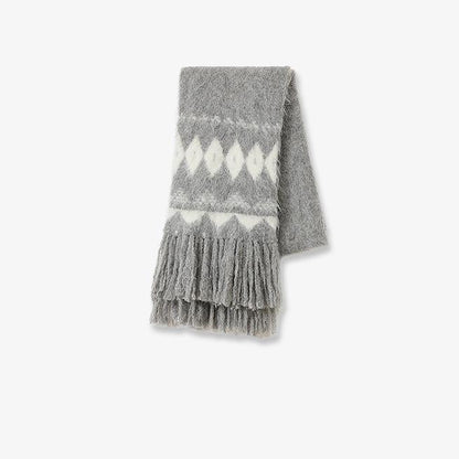Nepal alpaca wool color clashing jacquard tassel scarf women winter warm shawl 190*27