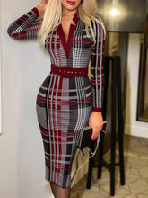 Full Size Notched Long Sleeve Dress Plus Size for Workwear