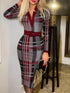 Full Size Notched Long Sleeve Dress Plus Size for Workwear