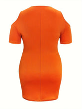 Plus Size Cold Shoulder Short Sleeve Mini Dress for Parties