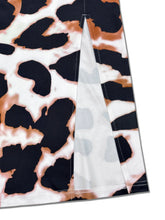Plus Size Leopard Print Short Sleeve Maxi Dress with Side Slit for Party