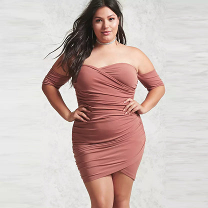 Sexy One-Neck Halter Short Skirt Plus Size Lady Dress