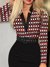 Full Size Notched Long Sleeve Dress Plus Size for Workwear