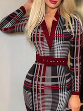 Full Size Notched Long Sleeve Dress Plus Size for Workwear