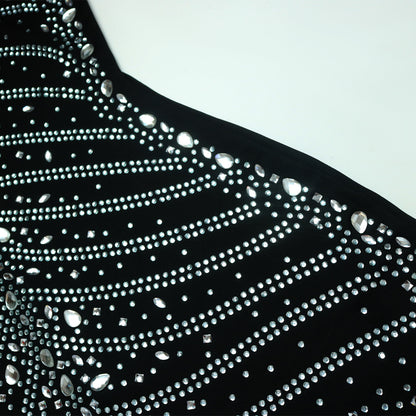 Stitching Rhinestone Tassel Party Hip Skirt