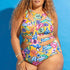 Close-up of the supportive wide straps on our Casual Plus Size One Piece Swimsuit