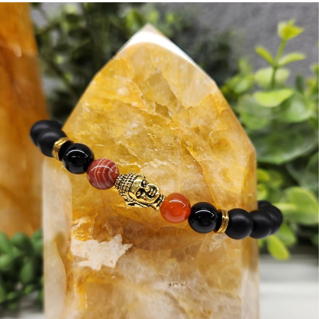 Buddha Black Obsidian Beaded Bracelets