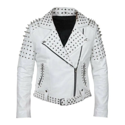 Womens Brando Studded Leather Jacket