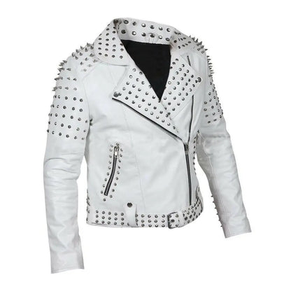 Womens Brando Studded Leather Jacket
