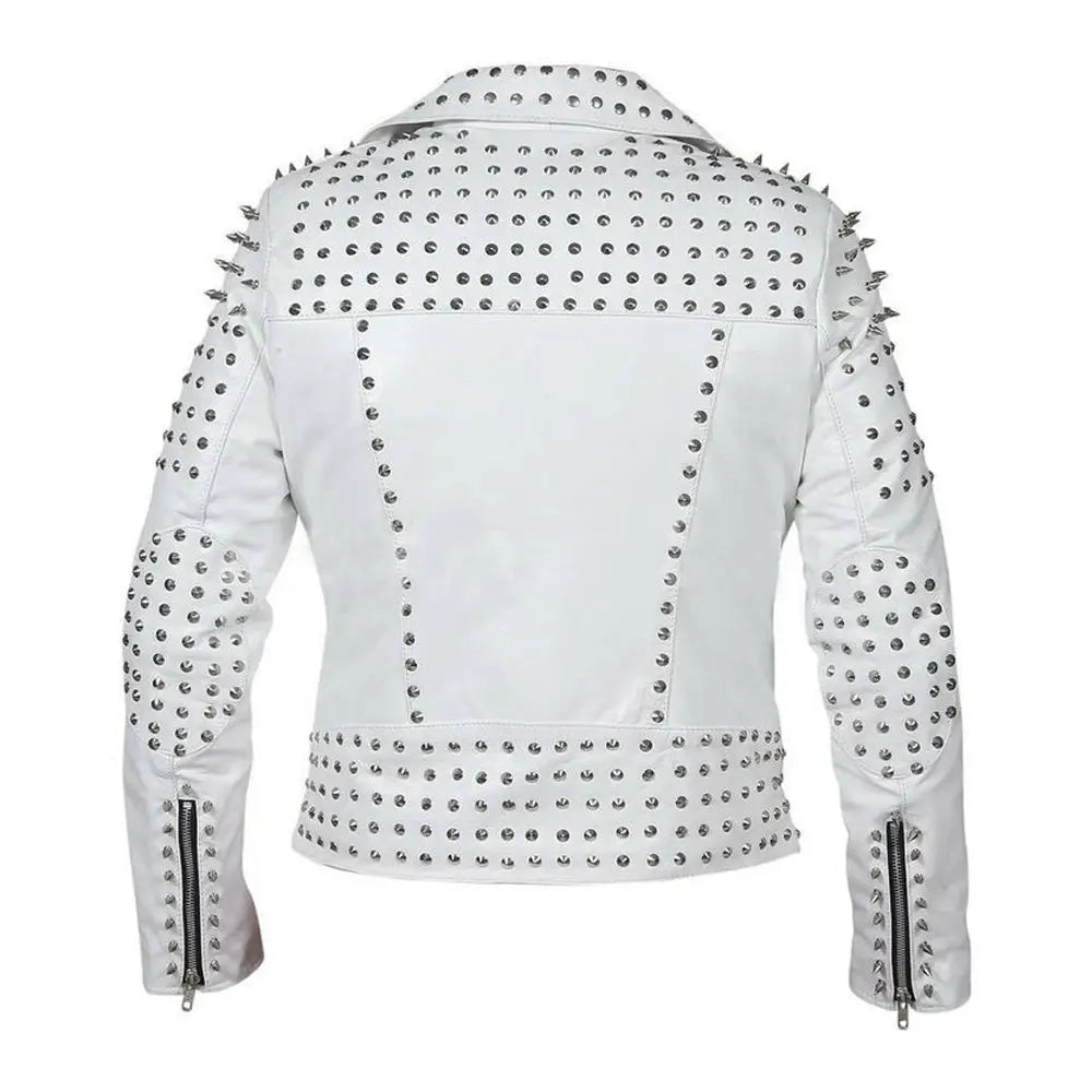 Womens Brando Studded Leather Jacket
